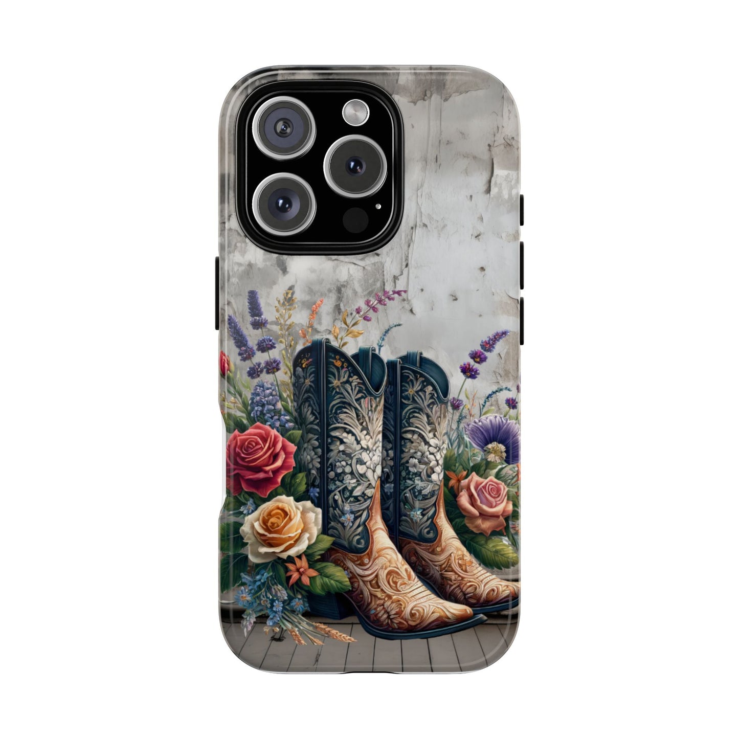 Elegant Floral Cowboy Boots Phone Case