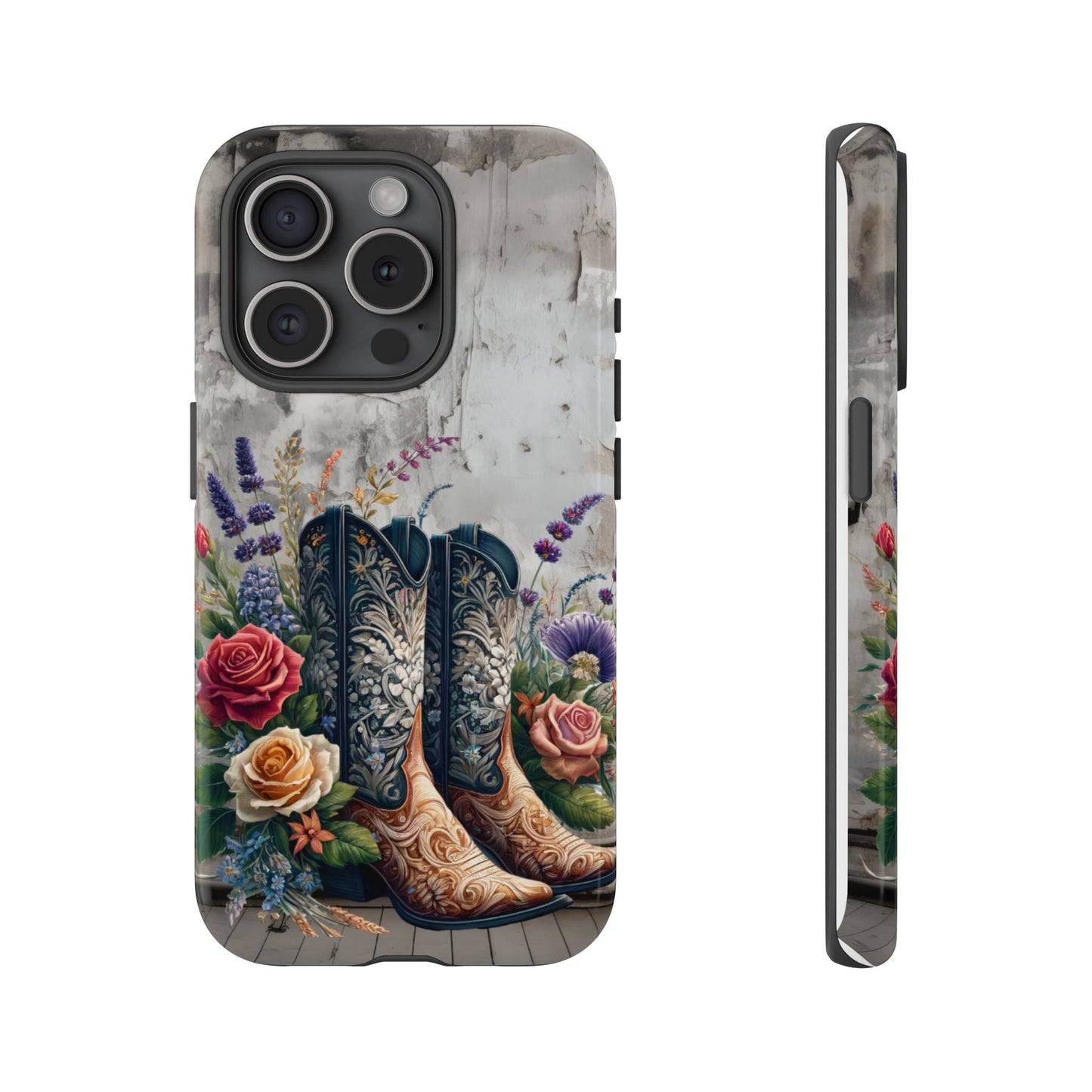 Elegant Floral Cowboy Boots Phone Case