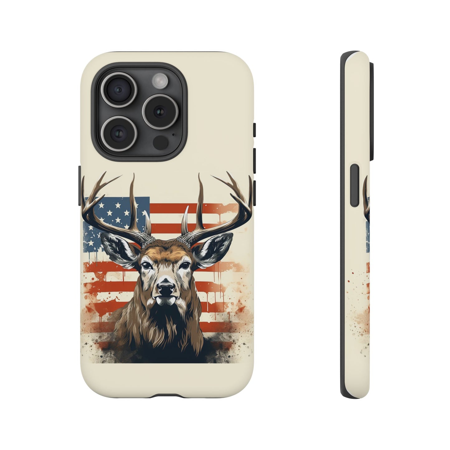 Wild Patriot: Majestic Deer with American Flag phone case