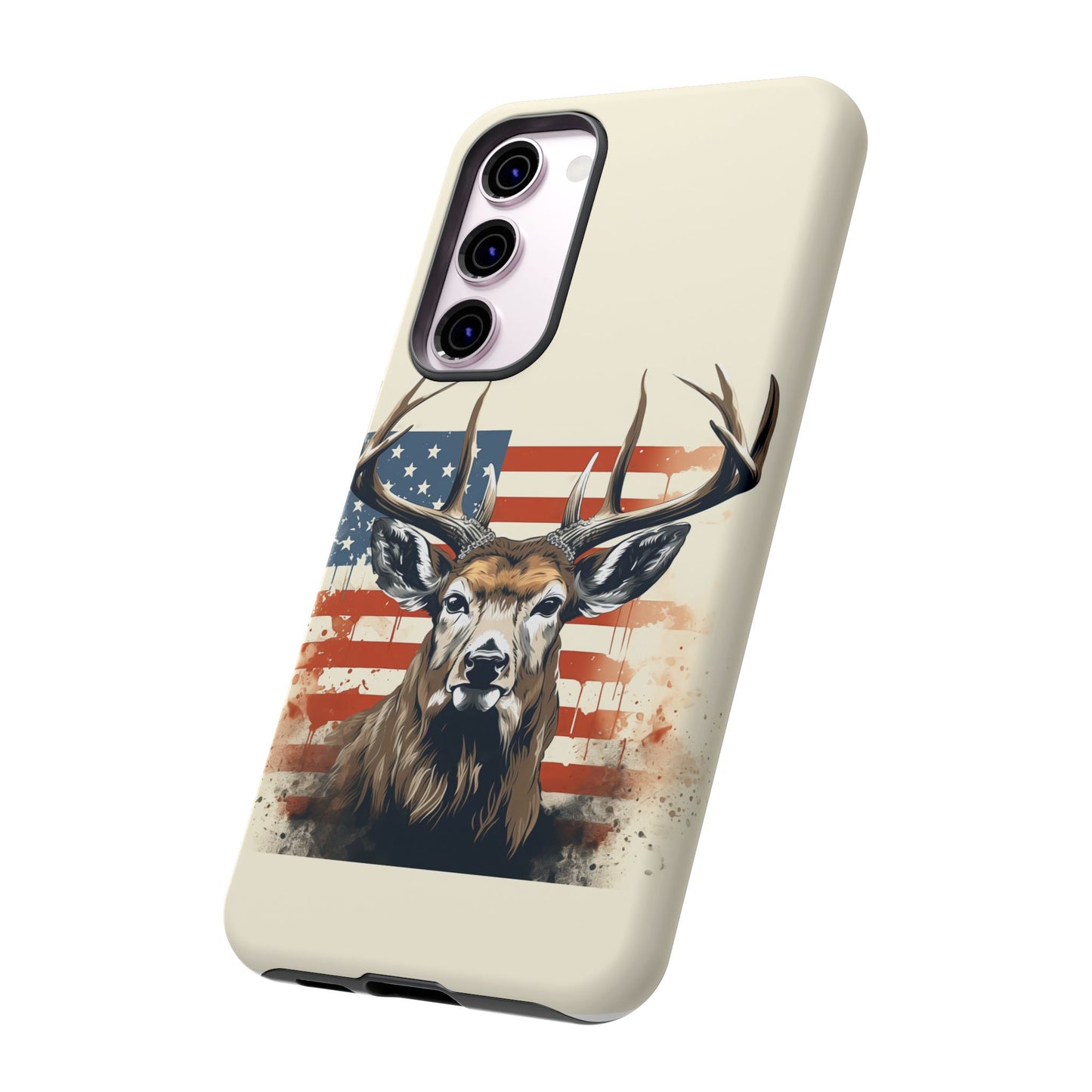 Wild Patriot: Majestic Deer with American Flag phone case