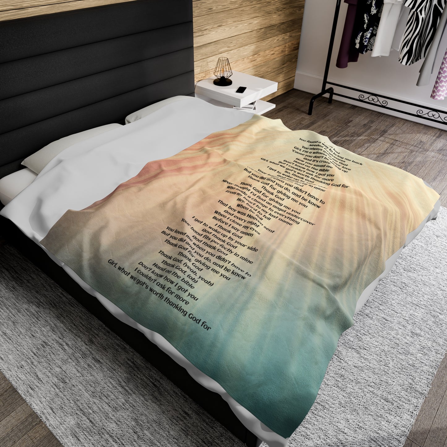 Thank God lyric Velveteen Plush Blanket, Fan Blanket, Throw Rug, Display Blanket, Country Music Blanket,