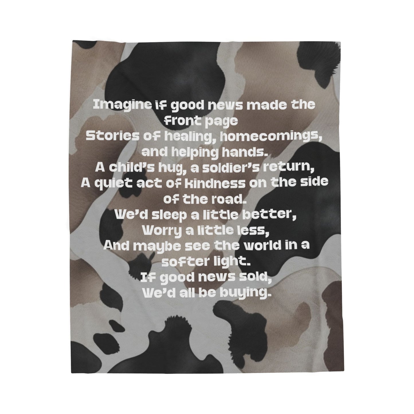 “If Good News Sold” Inspirational Quote Velveteen Plush Blanket, Fan Blanket, Throw Rug, Display Blanket, Country Music Blanket