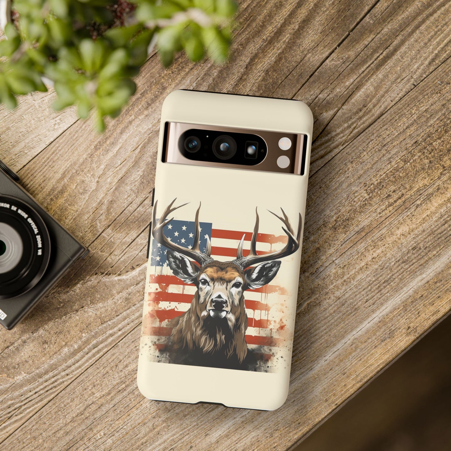 Wild Patriot: Majestic Deer with American Flag phone case