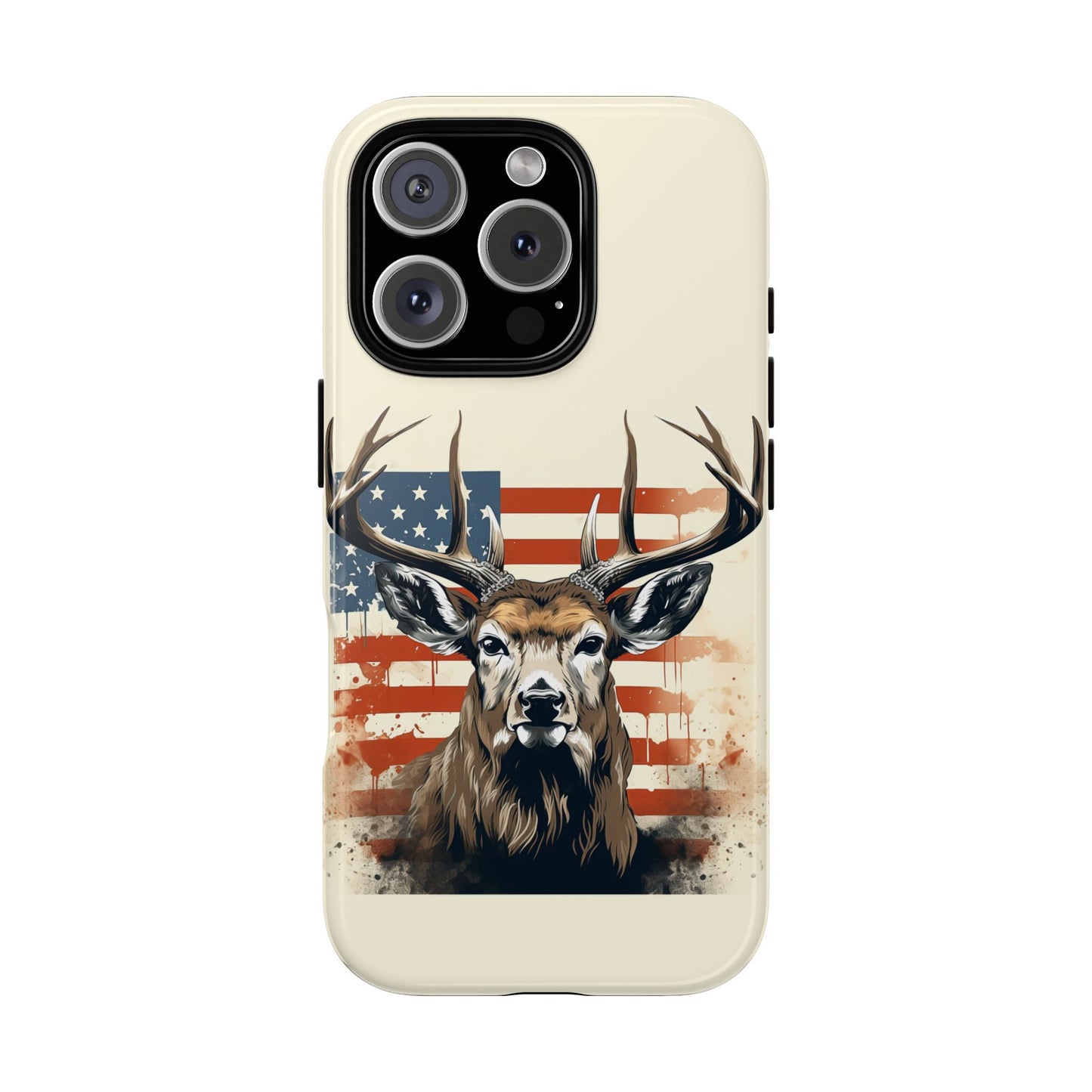 Wild Patriot: Majestic Deer with American Flag phone case