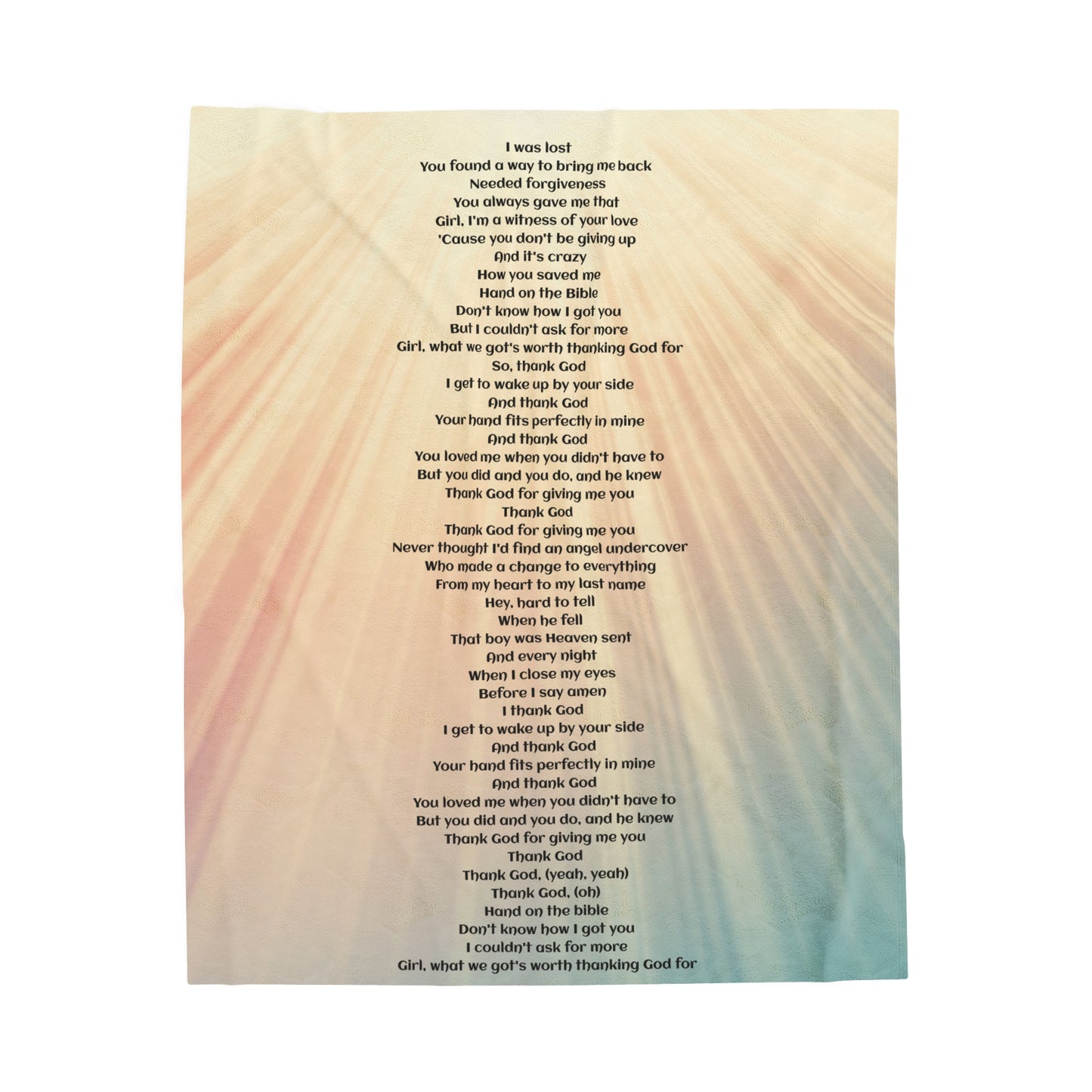 Thank God lyric Velveteen Plush Blanket, Fan Blanket, Throw Rug, Display Blanket, Country Music Blanket,