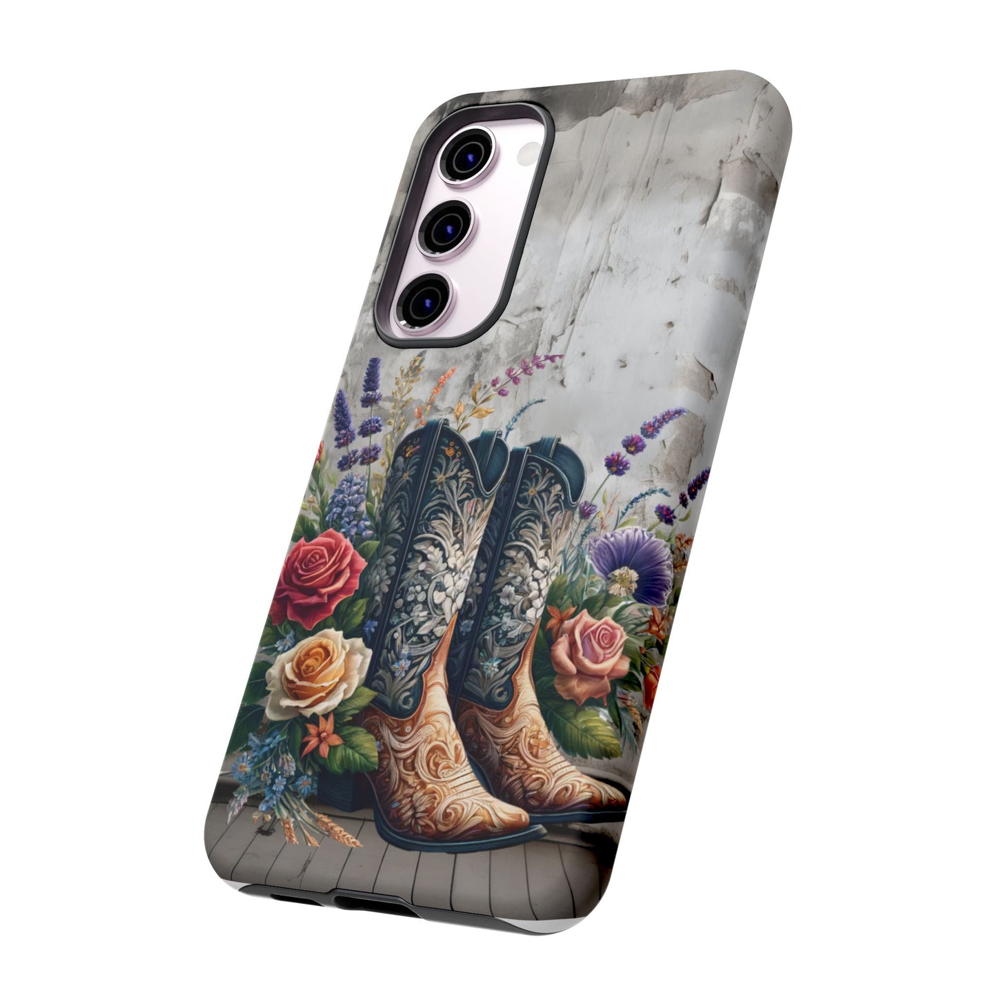 Elegant Floral Cowboy Boots Phone Case