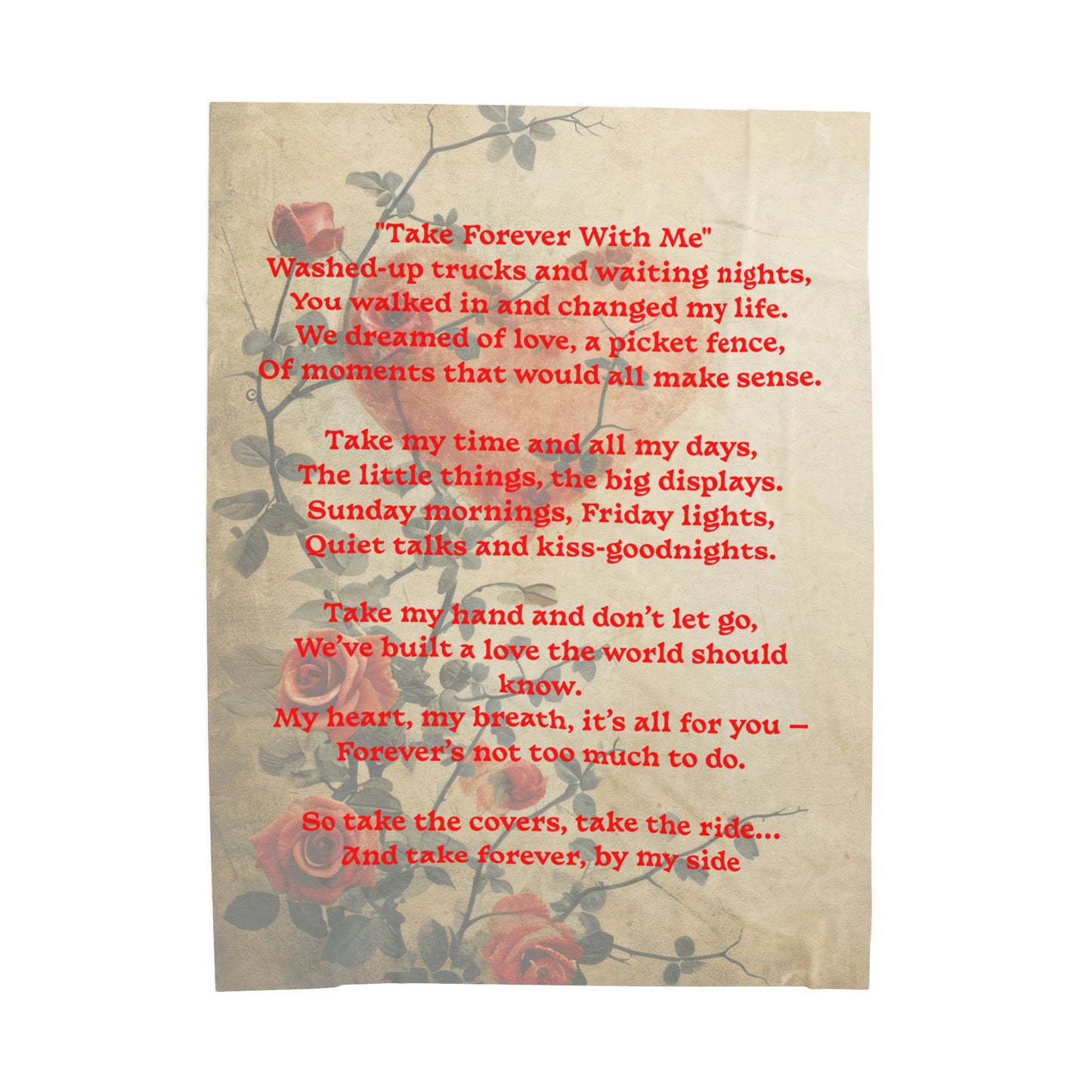 Take forever with me Velveteen Plush Blanket, Fan Blanket, Throw Rug, Display Blanket, Country Music Blanket,