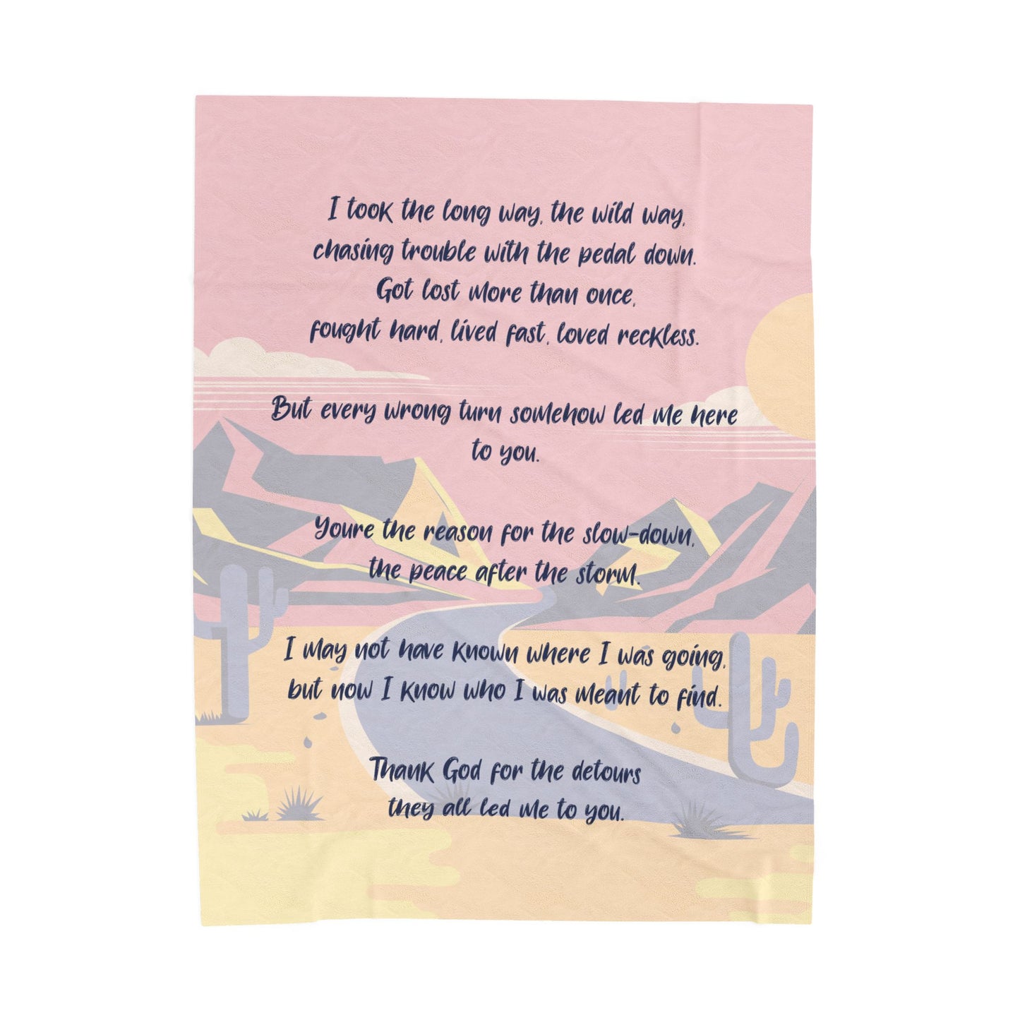 Thank God for the Detours Country Road Velveteen Plush Blanket, Fan Blanket, Throw Rug, Display Blanket, Country Music Blanket,