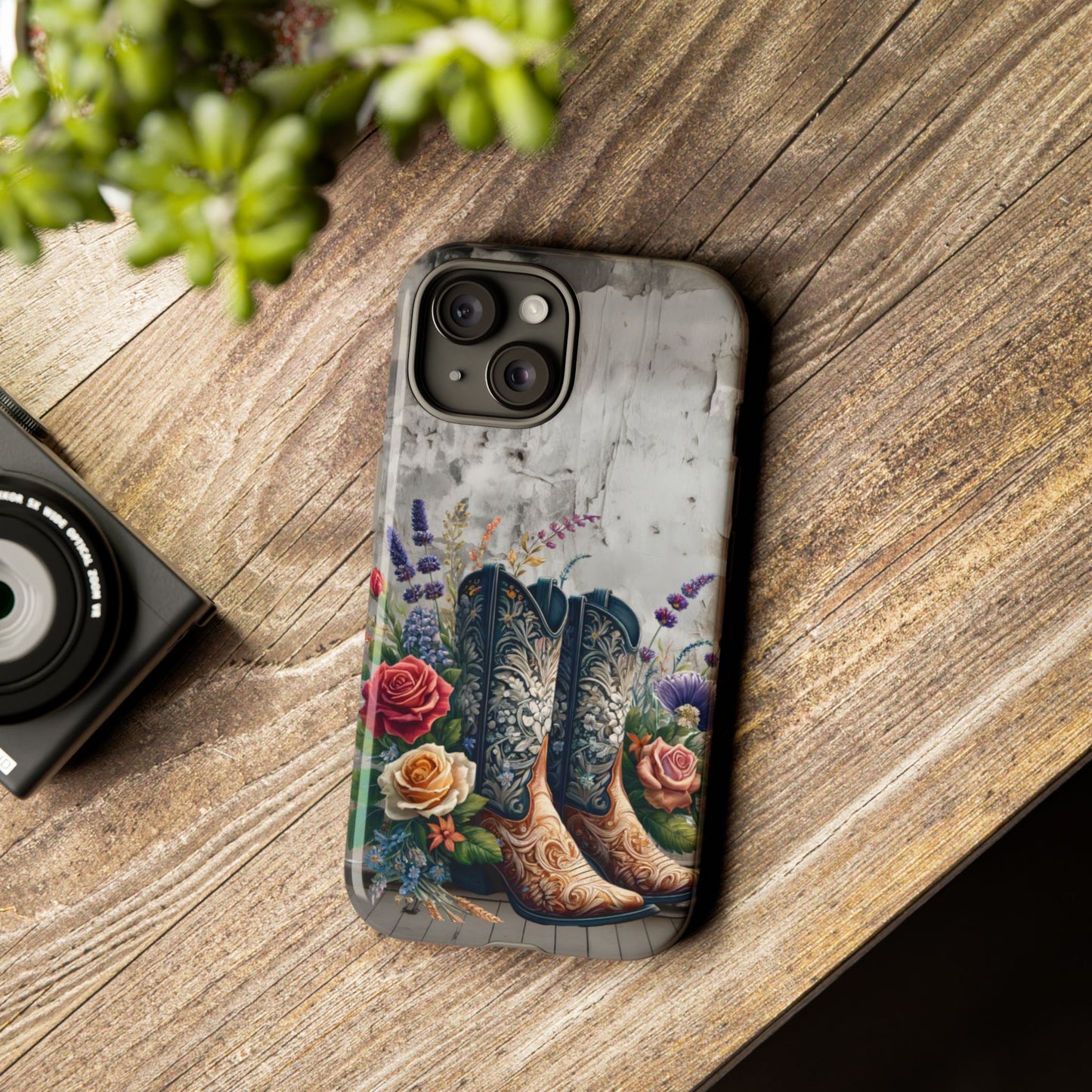 Elegant Floral Cowboy Boots Phone Case
