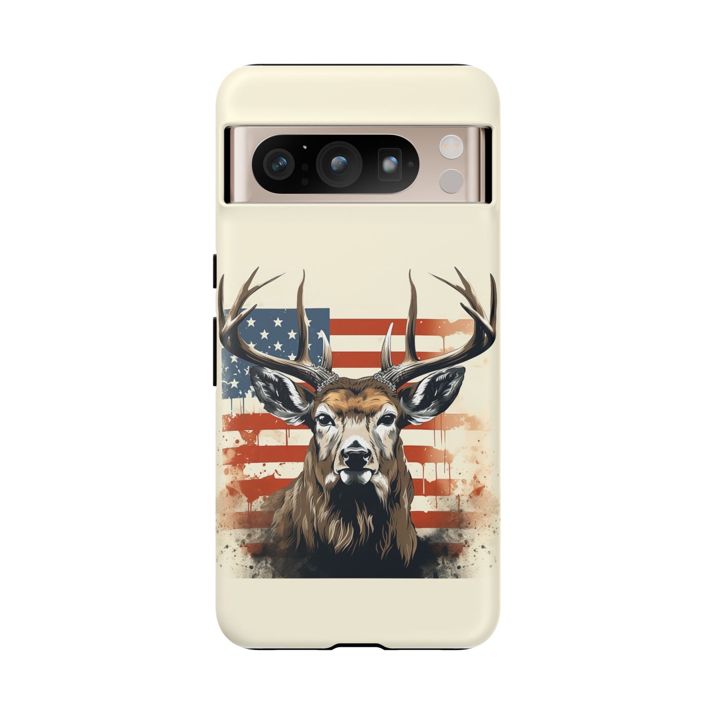 Wild Patriot: Majestic Deer with American Flag phone case
