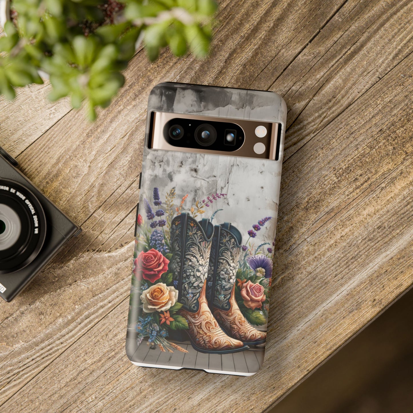 Elegant Floral Cowboy Boots Phone Case