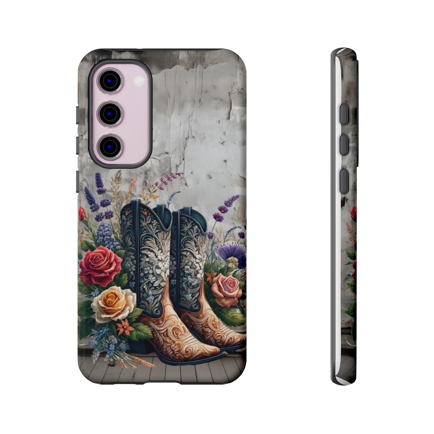 Elegant Floral Cowboy Boots Phone Case
