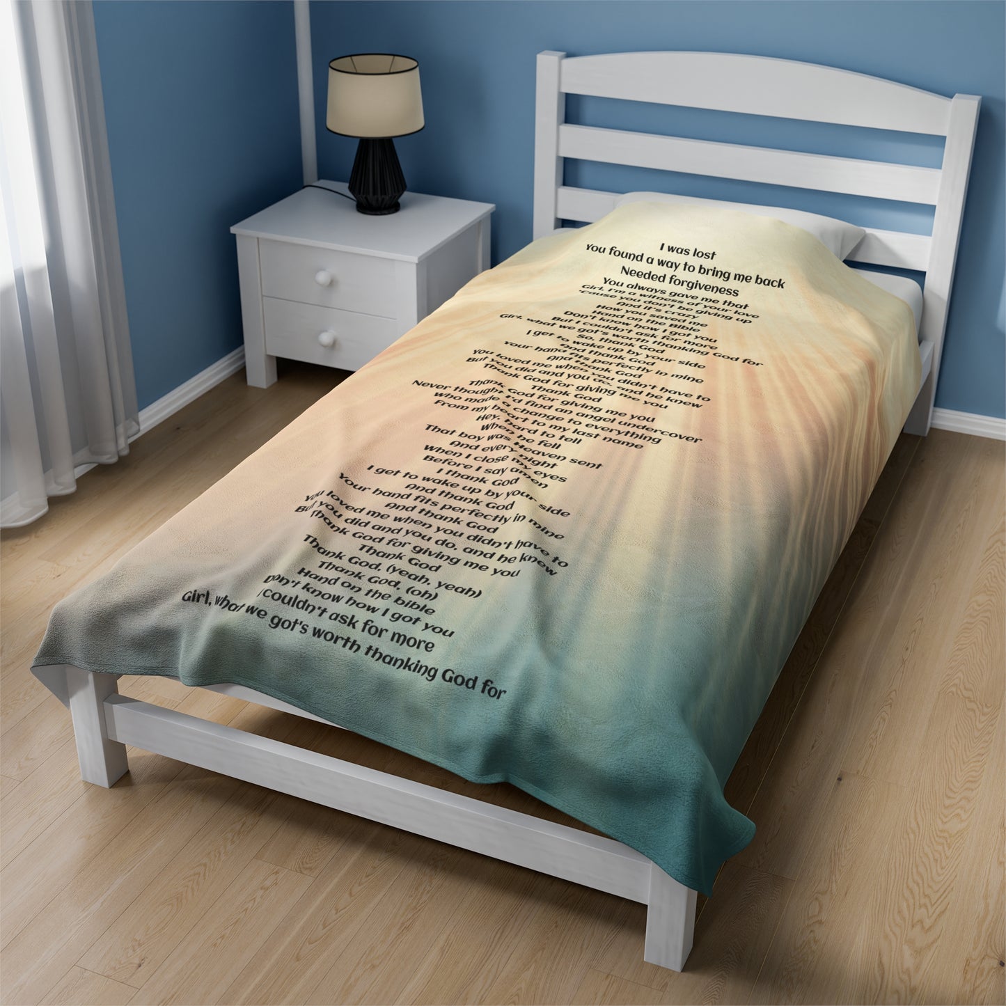 Thank God lyric Velveteen Plush Blanket, Fan Blanket, Throw Rug, Display Blanket, Country Music Blanket,