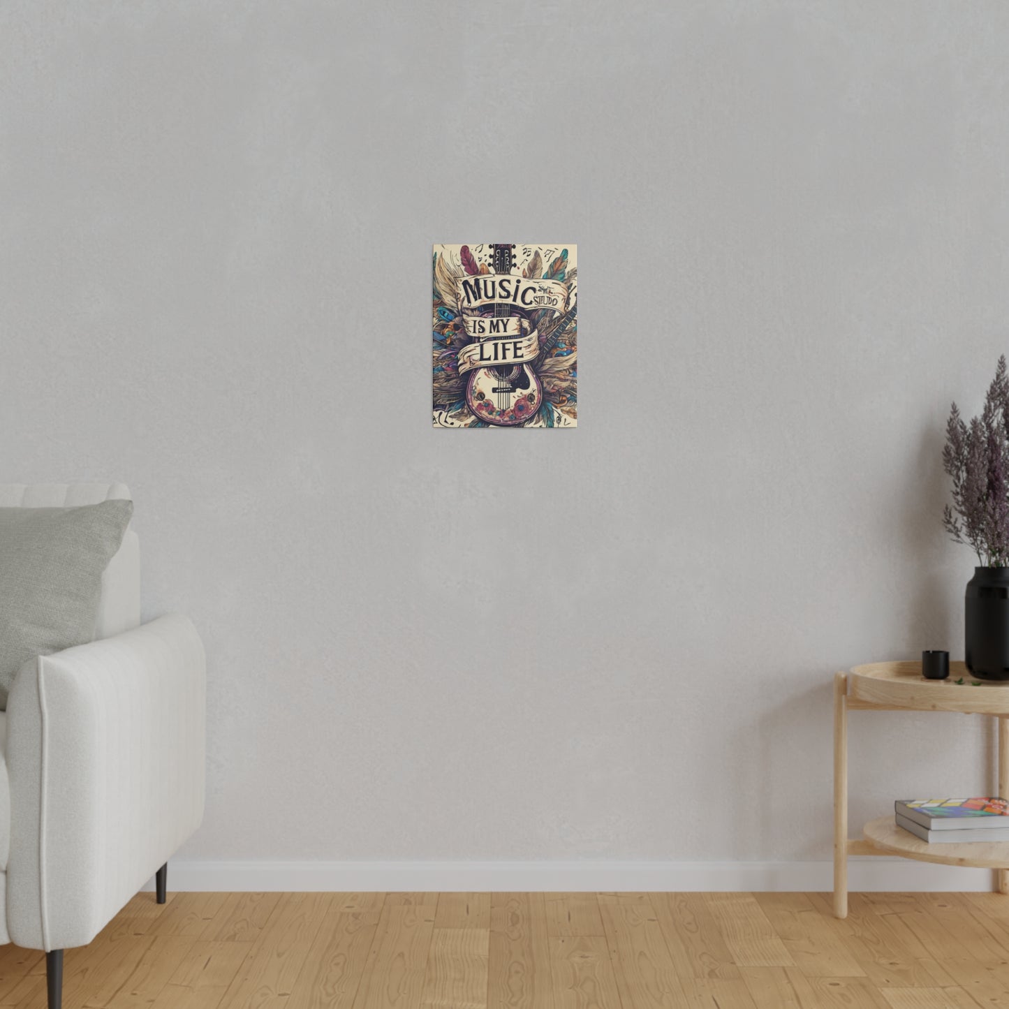 Music Is My Life Canvas, Feathers, Guitar, Musical Notes, Musical Inspired, Custom Gift