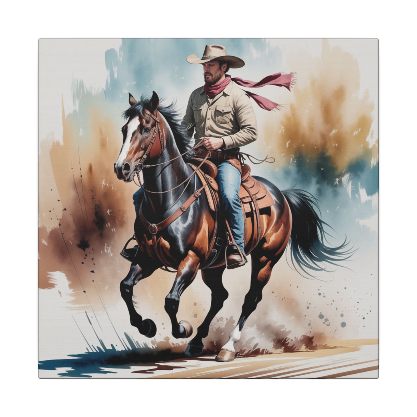 Ride Like Thunder – Western Cowboy in Motion Wall Art