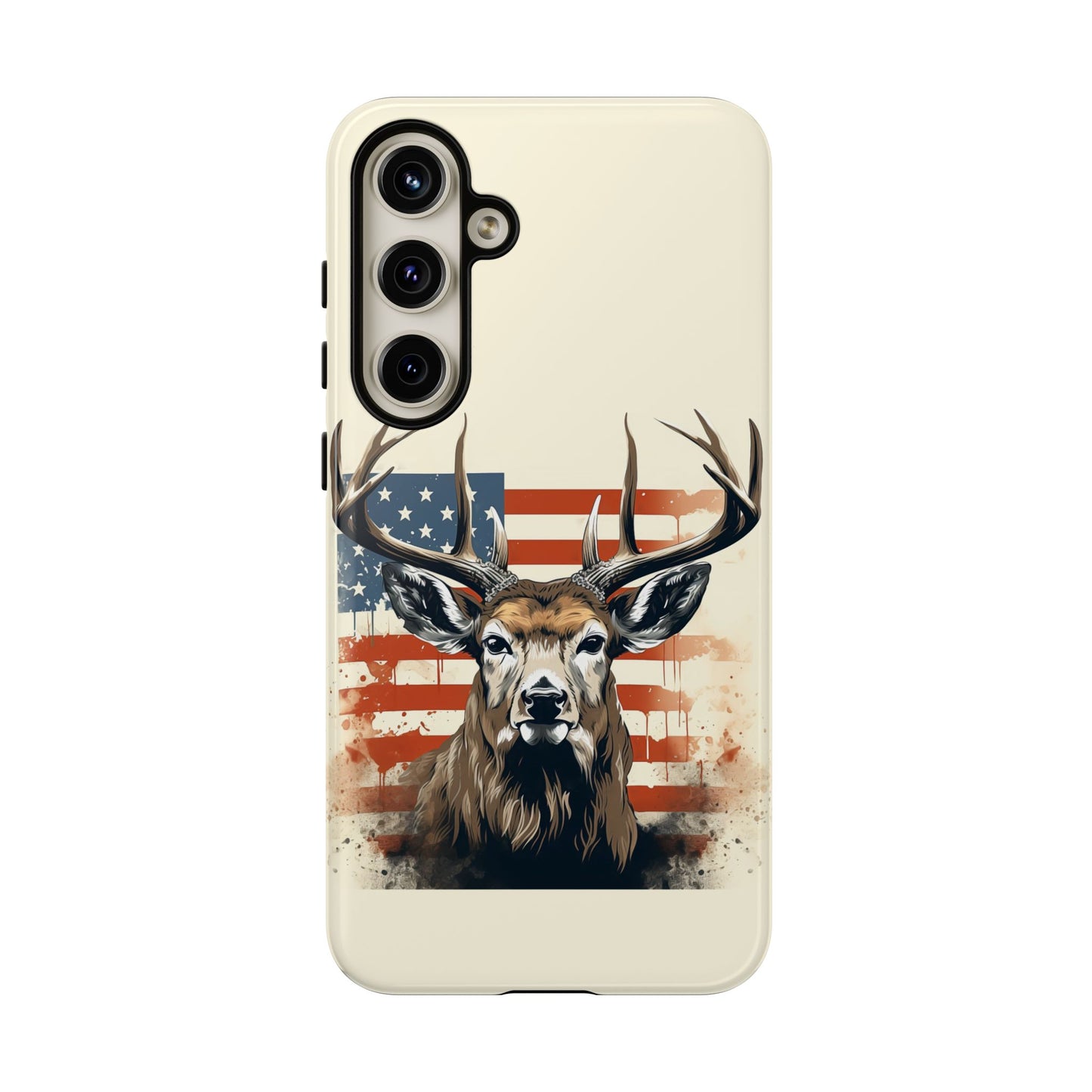 Wild Patriot: Majestic Deer with American Flag phone case