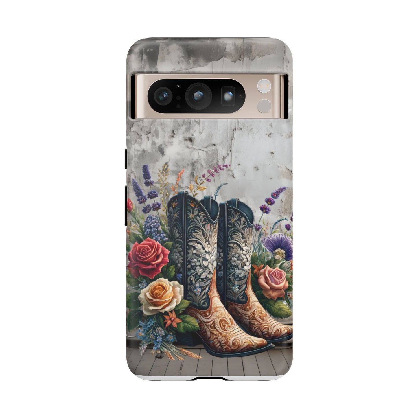 Elegant Floral Cowboy Boots Phone Case