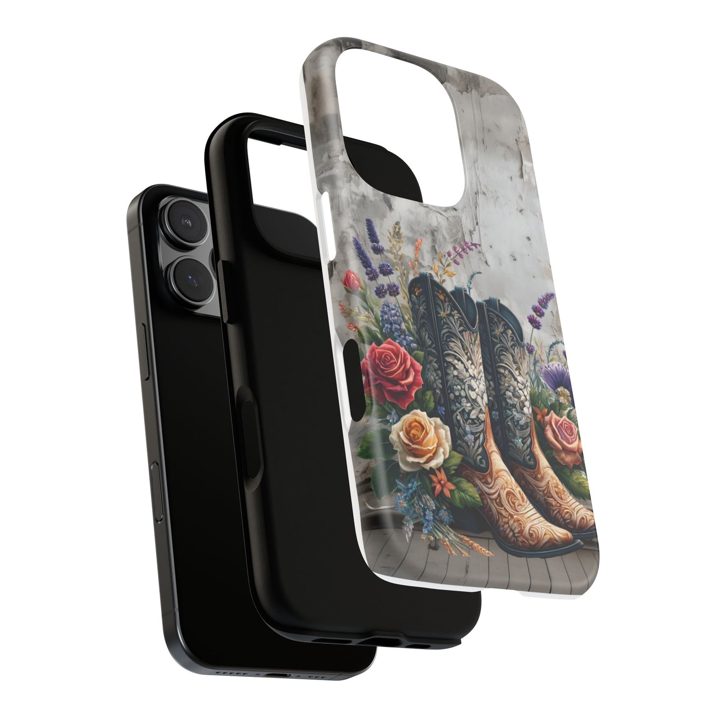 Elegant Floral Cowboy Boots Phone Case