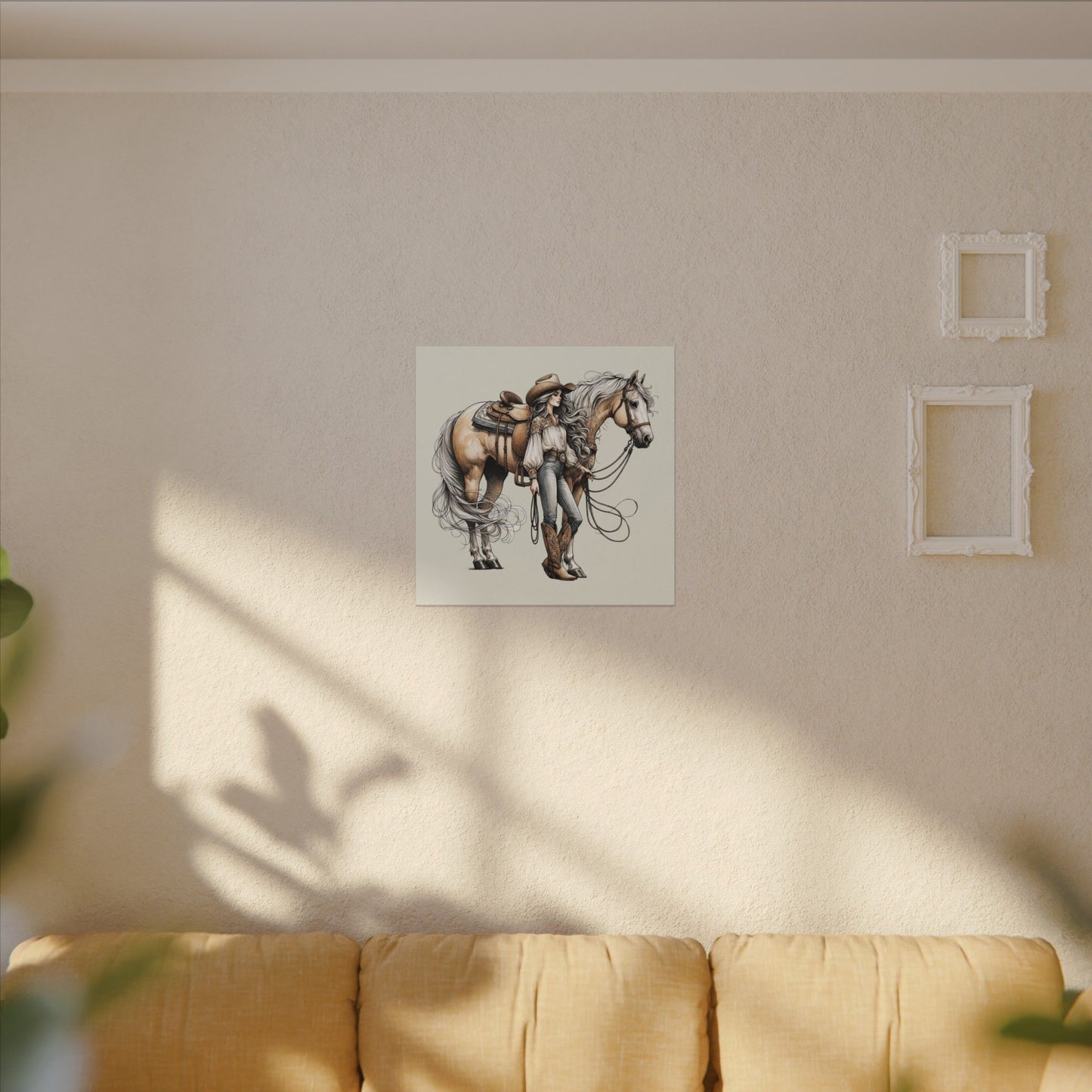 Elegant Cowgirl and Horse Canvas β Western Wall Art for Rustic & Country Decor