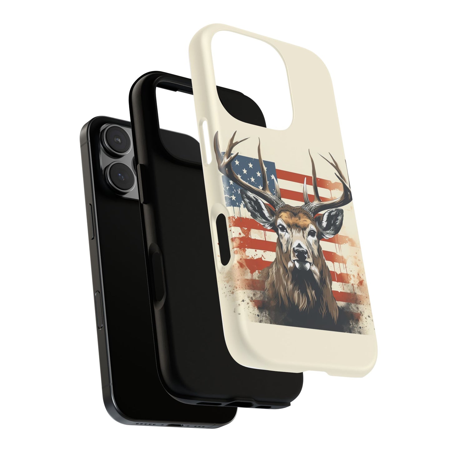 Wild Patriot: Majestic Deer with American Flag phone case