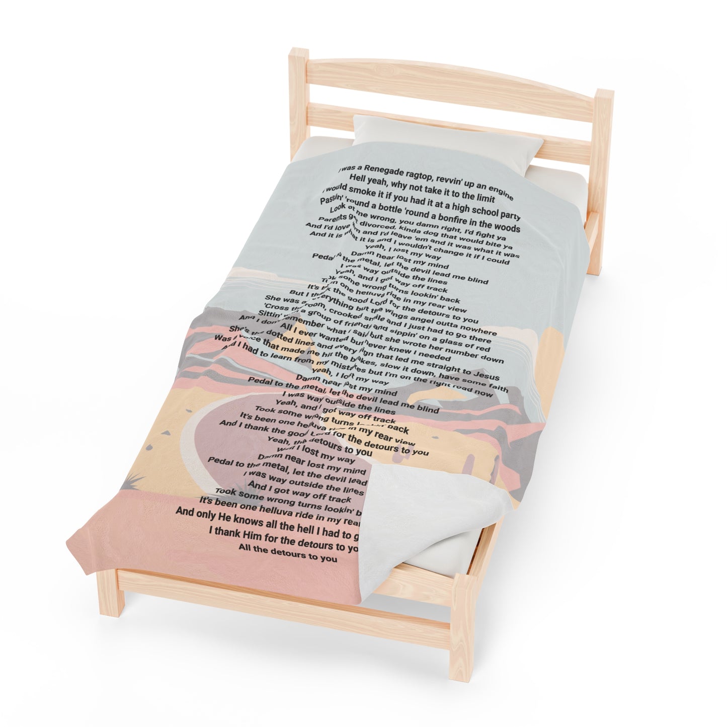 Detours lyric Velveteen Plush Blanket, Fan Blanket, Throw Rug, Display Blanket, Country Music Blanket,