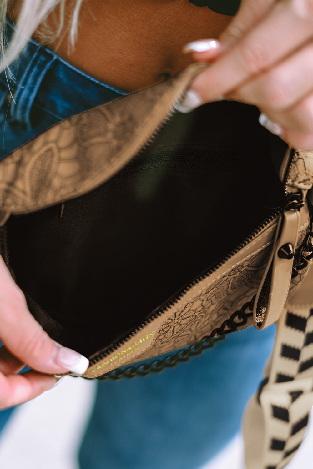 Boho Chic Embroidered Crossbody Bum Bag with Coin Pouch – Camel Tan