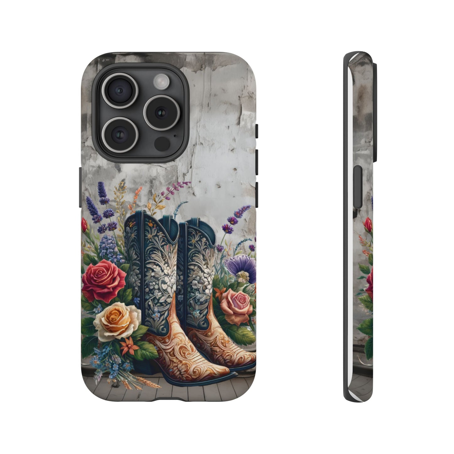 Elegant Floral Cowboy Boots Phone Case