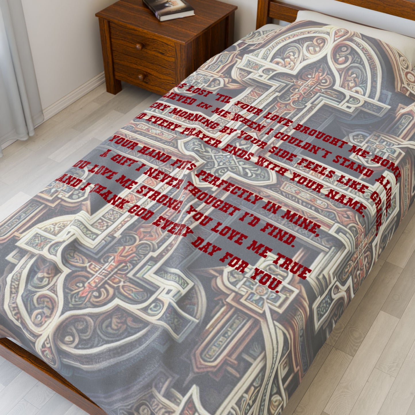 Thank God Velveteen Plush Blanket, Fan Blanket, Throw Rug, Display Blanket, Country Music Blanket,