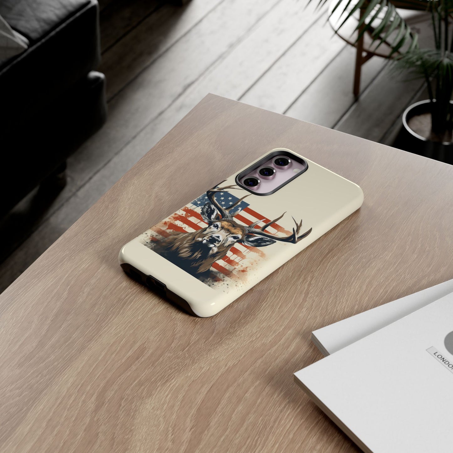 Wild Patriot: Majestic Deer with American Flag phone case