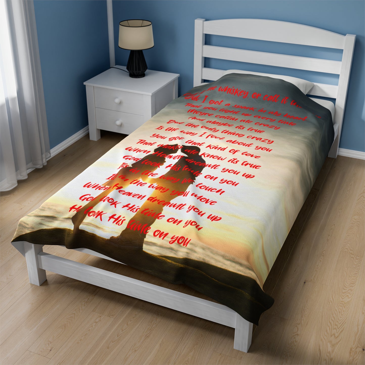 God took his time on you lyric Velveteen Plush Blanket, Fan Blanket, Throw Rug, Display Blanket, Country Music Blanket,