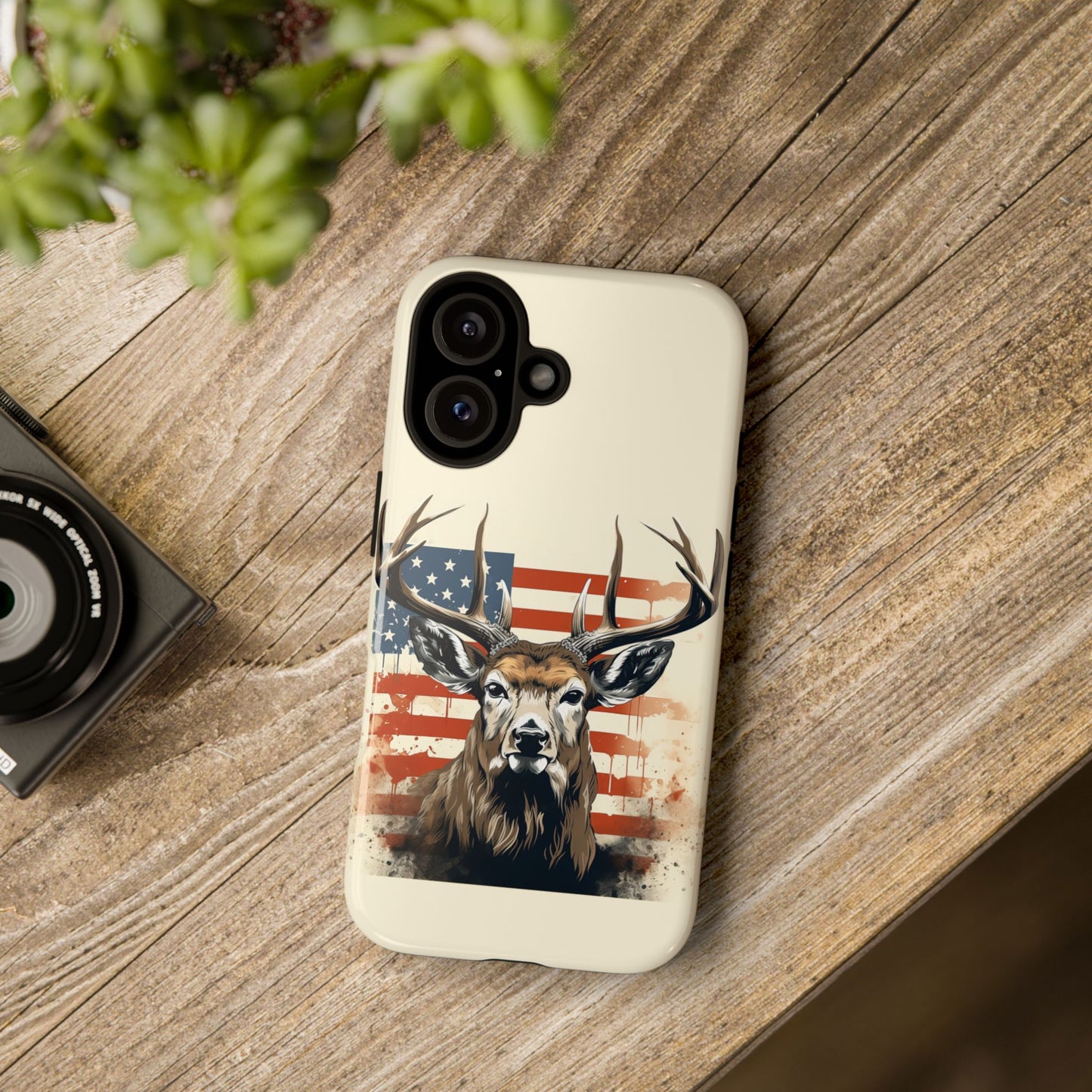 Wild Patriot: Majestic Deer with American Flag phone case