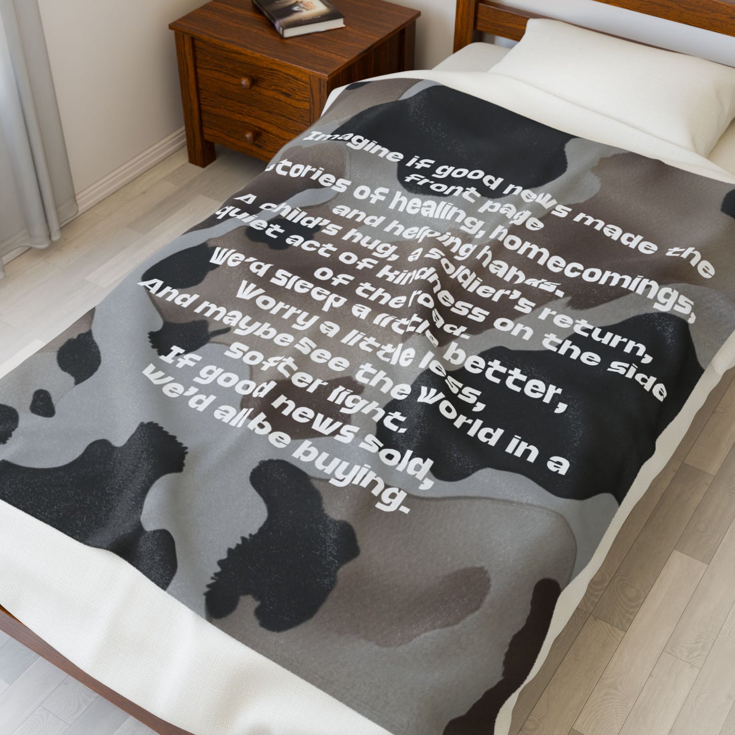 “If Good News Sold” Inspirational Quote Velveteen Plush Blanket, Fan Blanket, Throw Rug, Display Blanket, Country Music Blanket