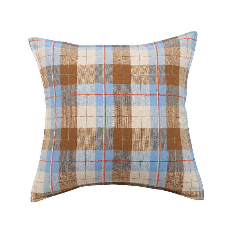 Soft and comfortable brushed plaid pillow cover for a cozy home aesthetic