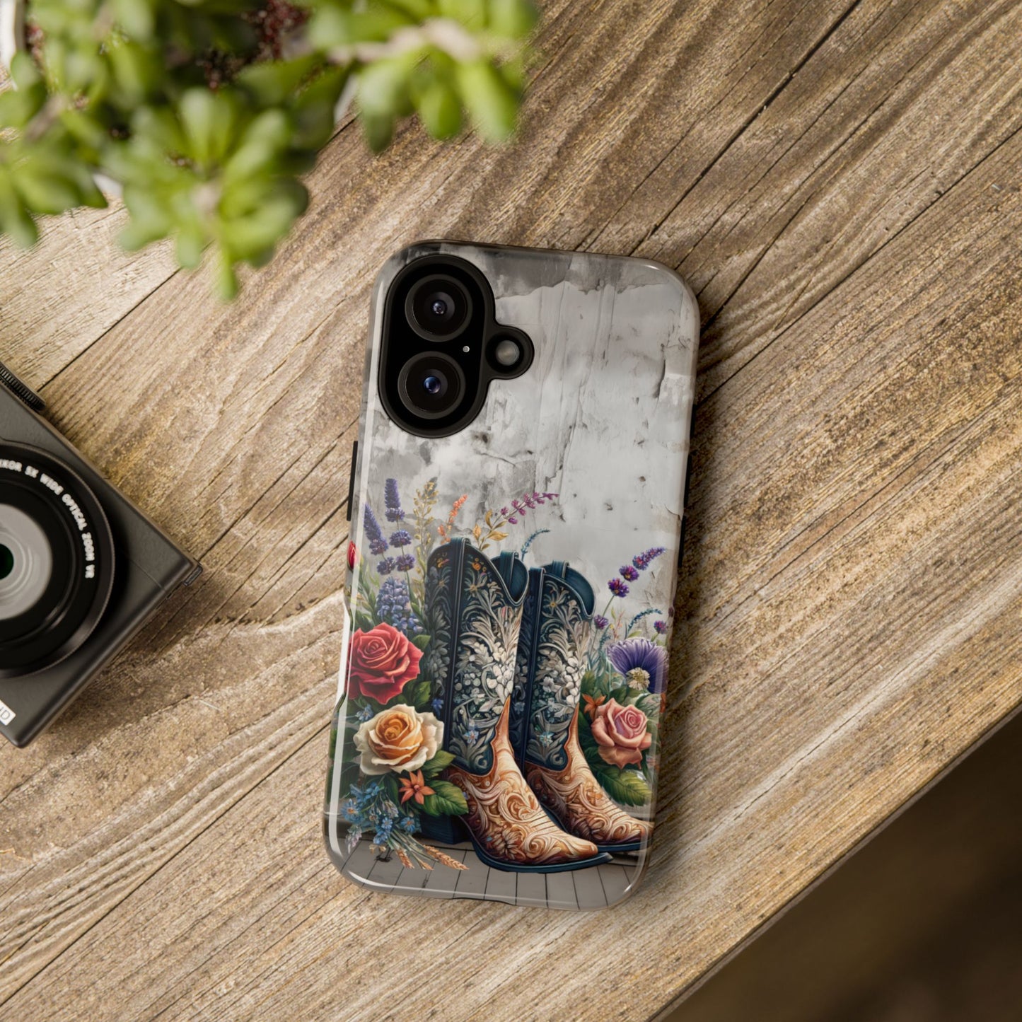 Elegant Floral Cowboy Boots Phone Case