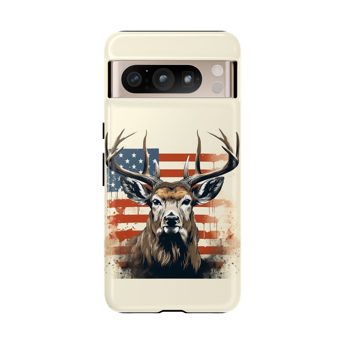 Wild Patriot: Majestic Deer with American Flag phone case