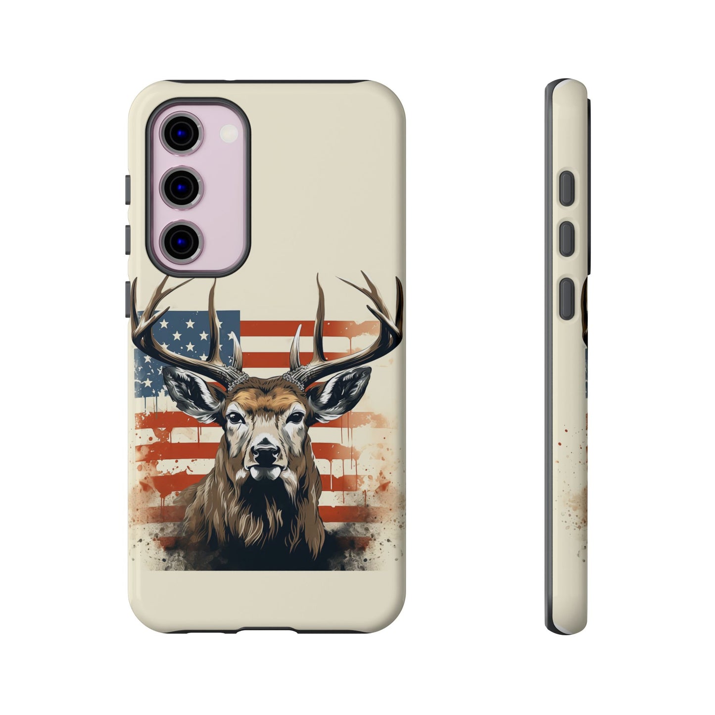 Wild Patriot: Majestic Deer with American Flag phone case
