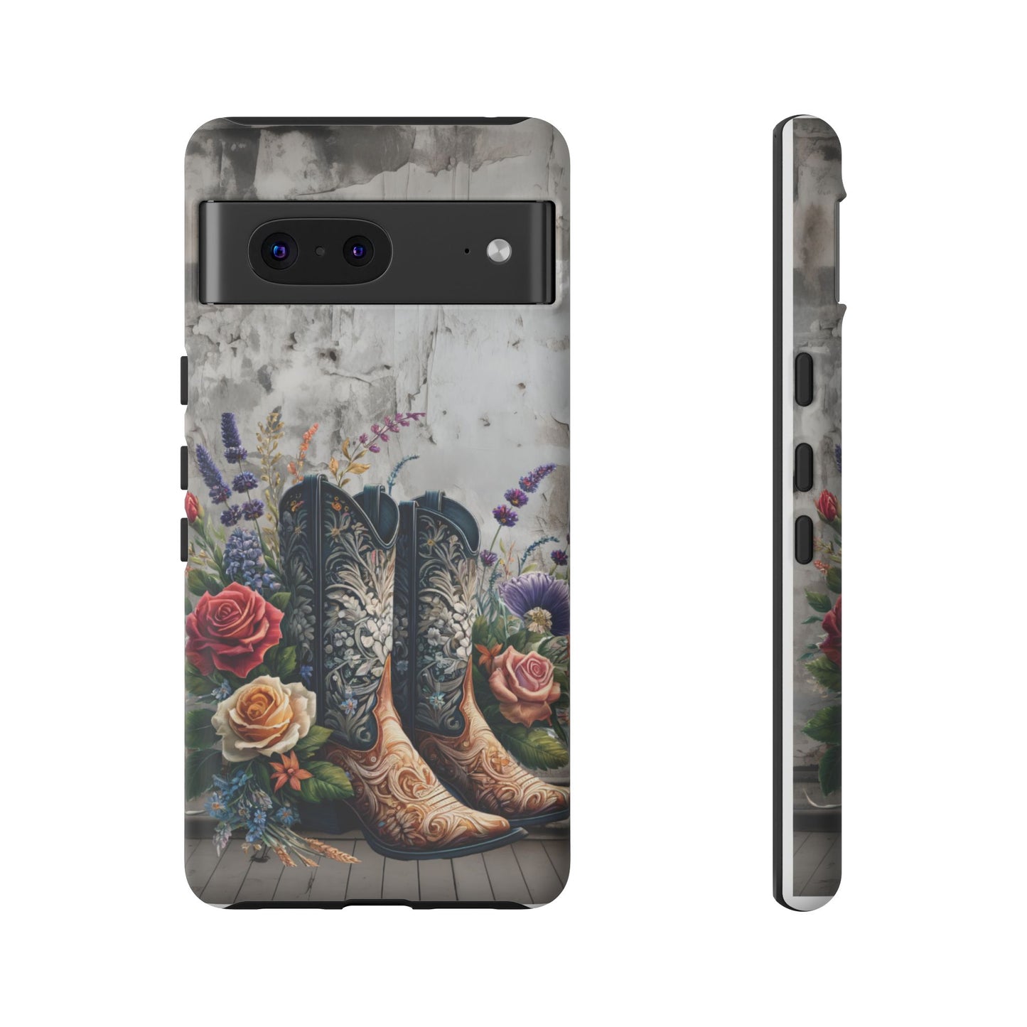 Elegant Floral Cowboy Boots Phone Case