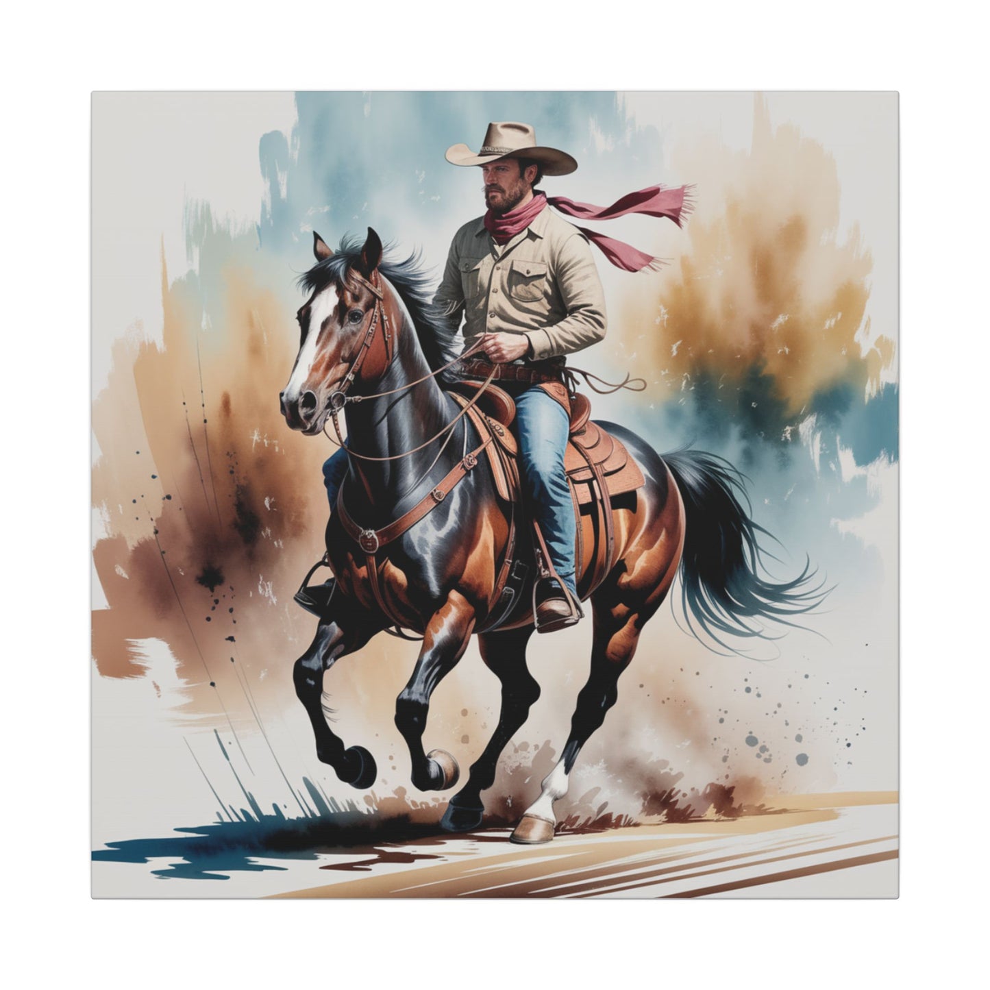 Ride Like Thunder – Western Cowboy in Motion Wall Art