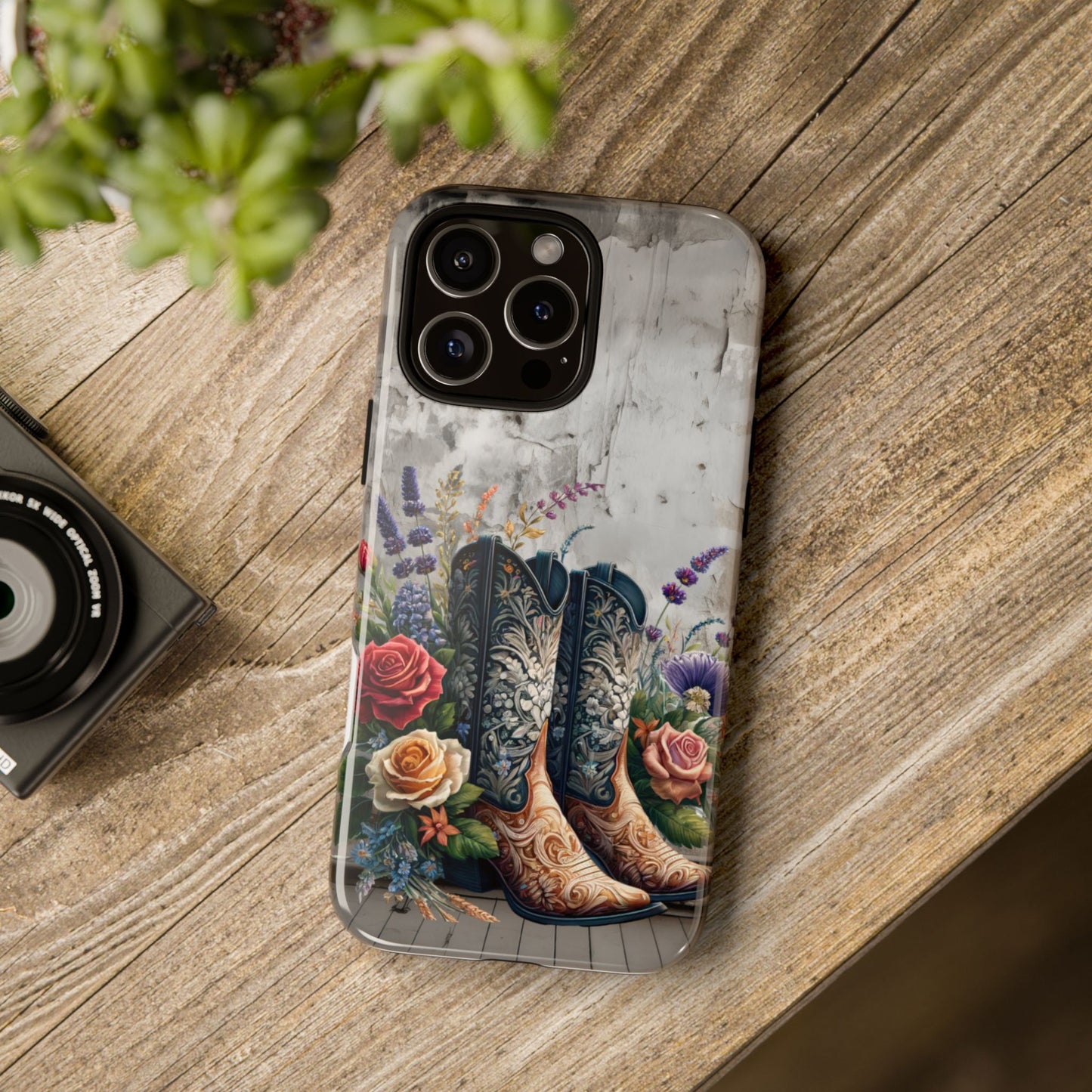 Elegant Floral Cowboy Boots Phone Case