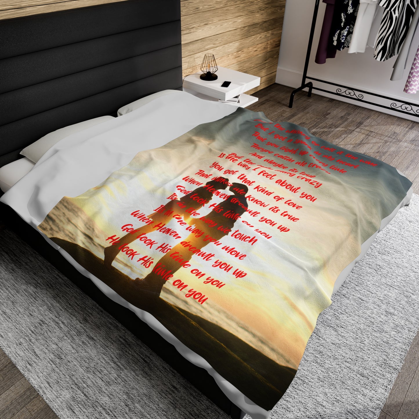 God took his time on you lyric Velveteen Plush Blanket, Fan Blanket, Throw Rug, Display Blanket, Country Music Blanket,