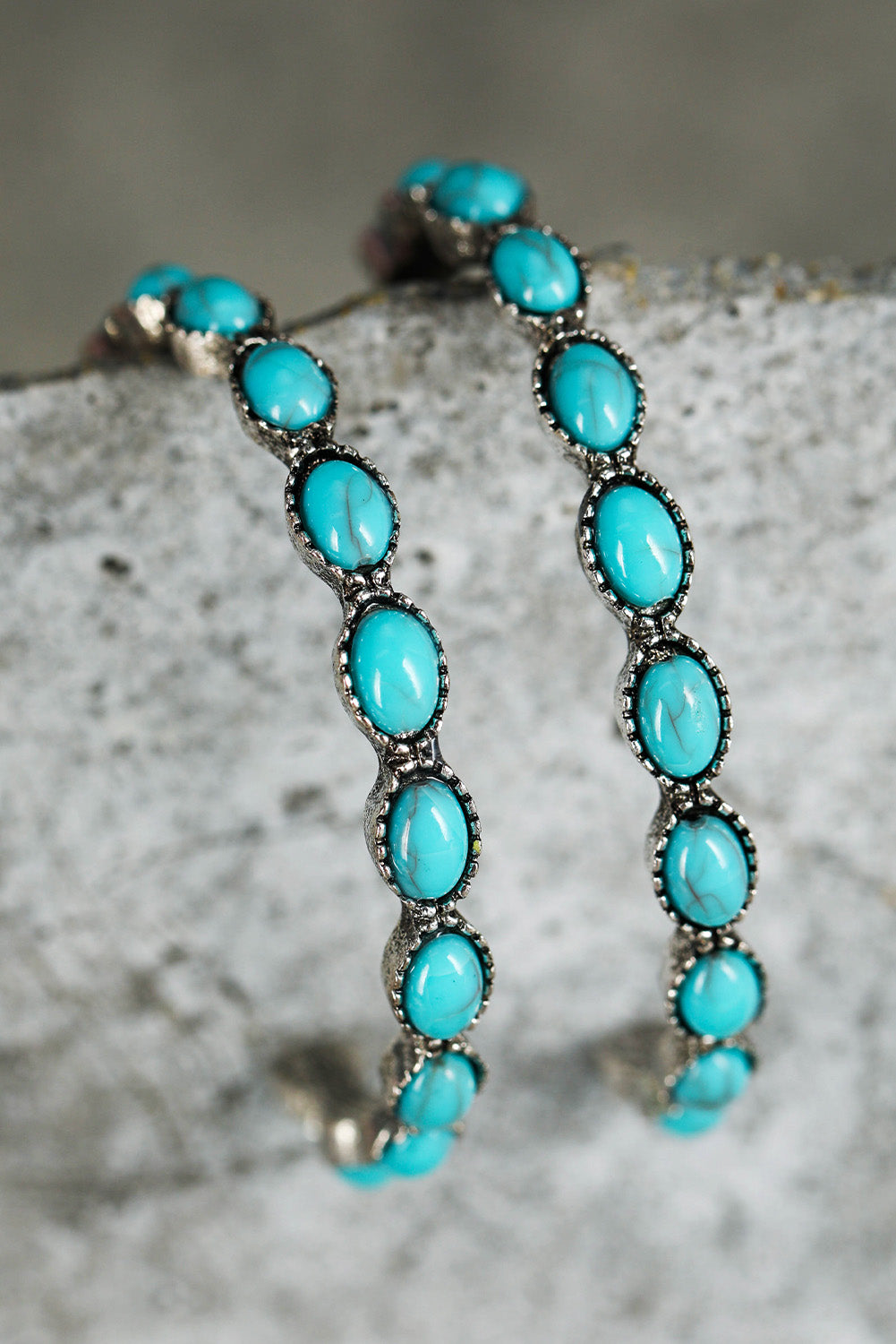 Turquoise C-Hoop Statement Earrings