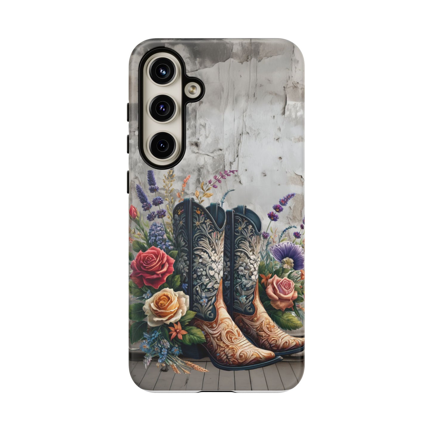Elegant Floral Cowboy Boots Phone Case