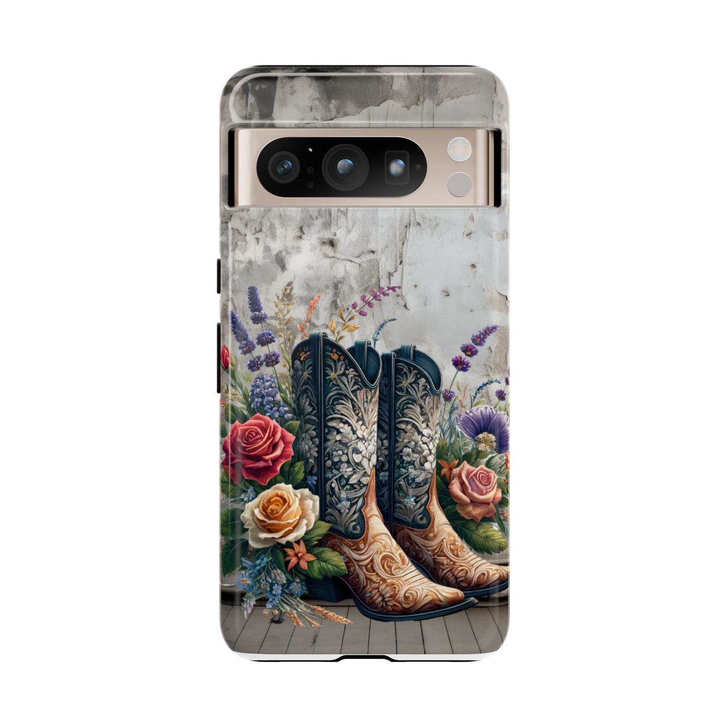 Elegant Floral Cowboy Boots Phone Case