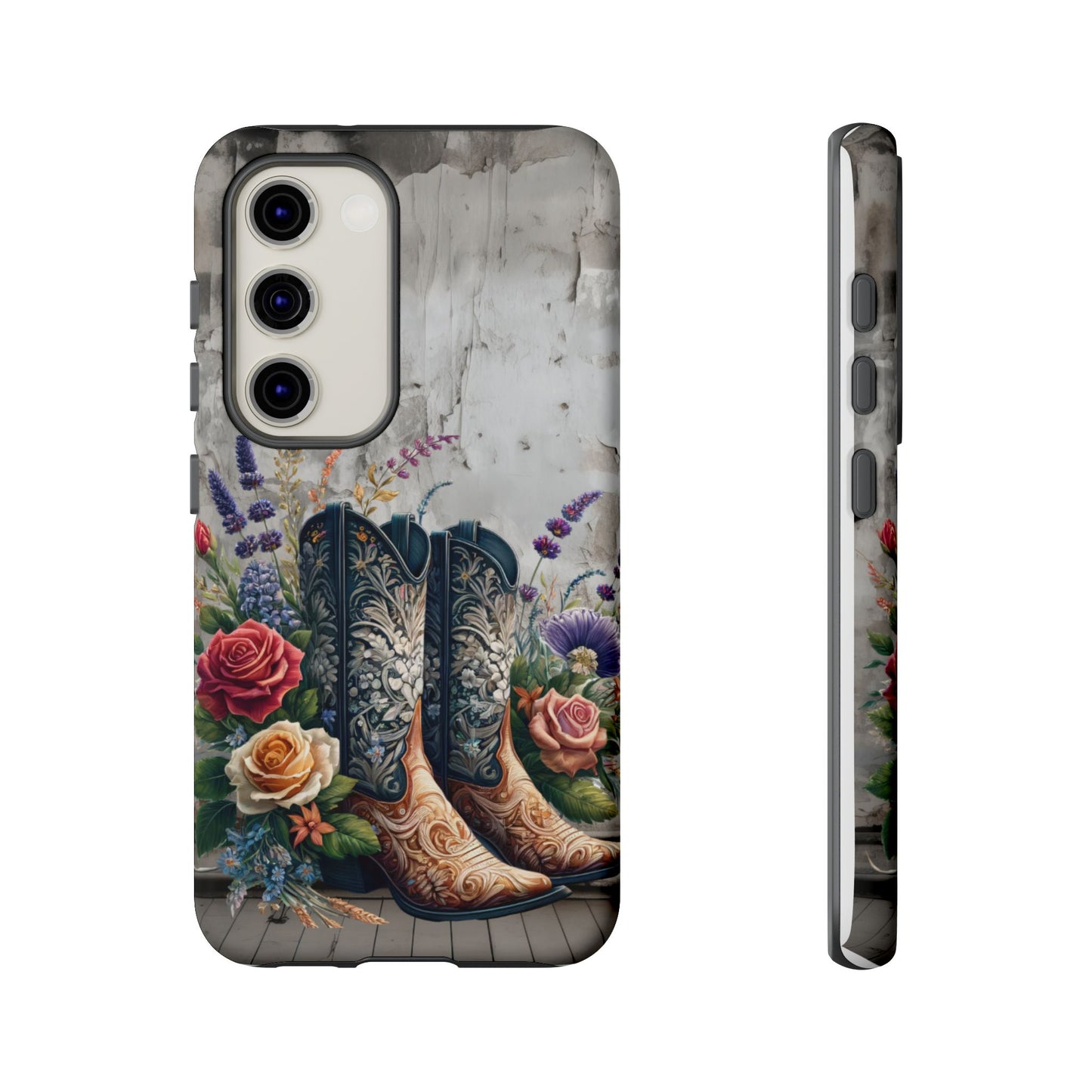 Elegant Floral Cowboy Boots Phone Case