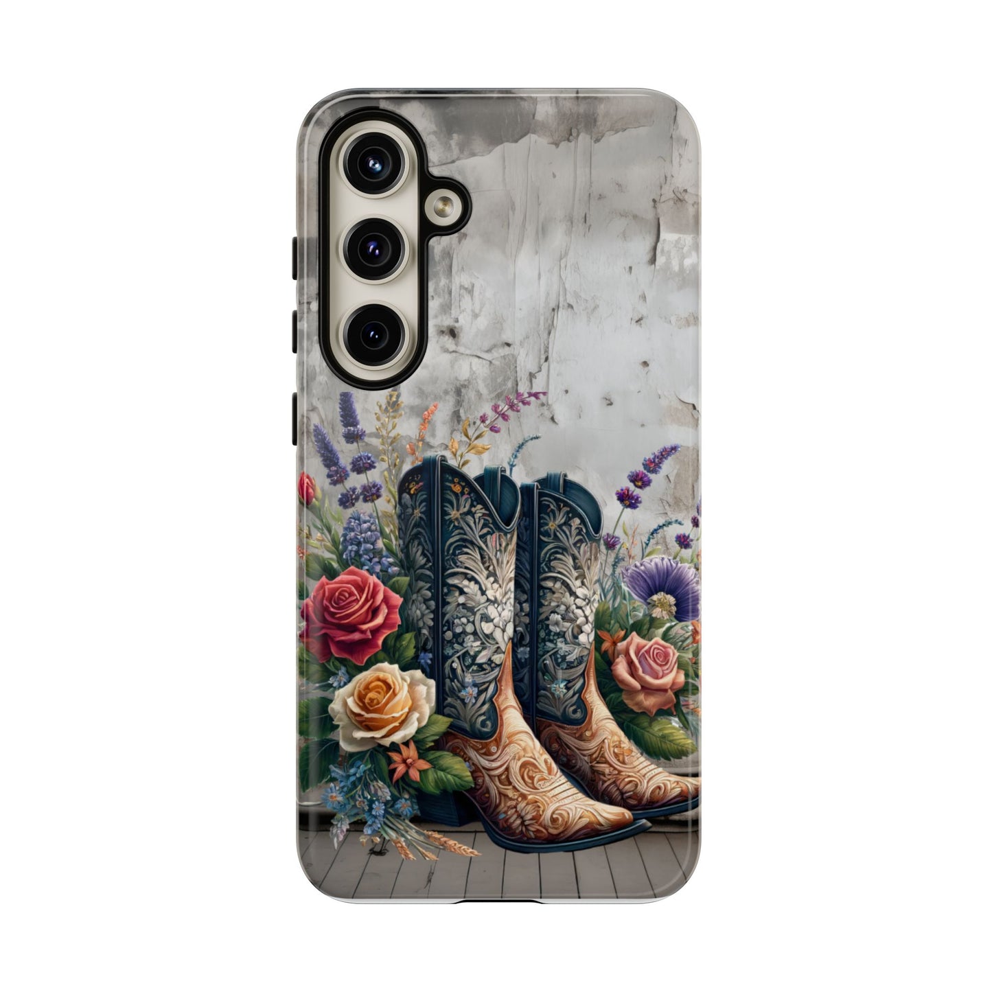 Elegant Floral Cowboy Boots Phone Case