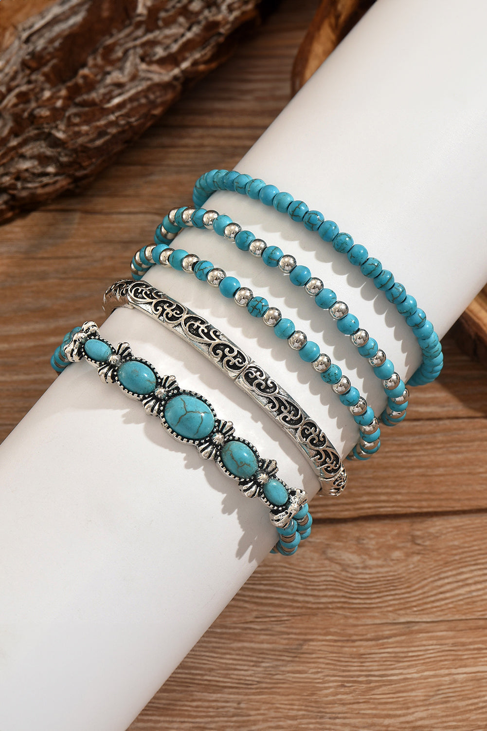 Desert Bloom Turquoise Bracelet – Silver-Touched Elegance for Free Spirits