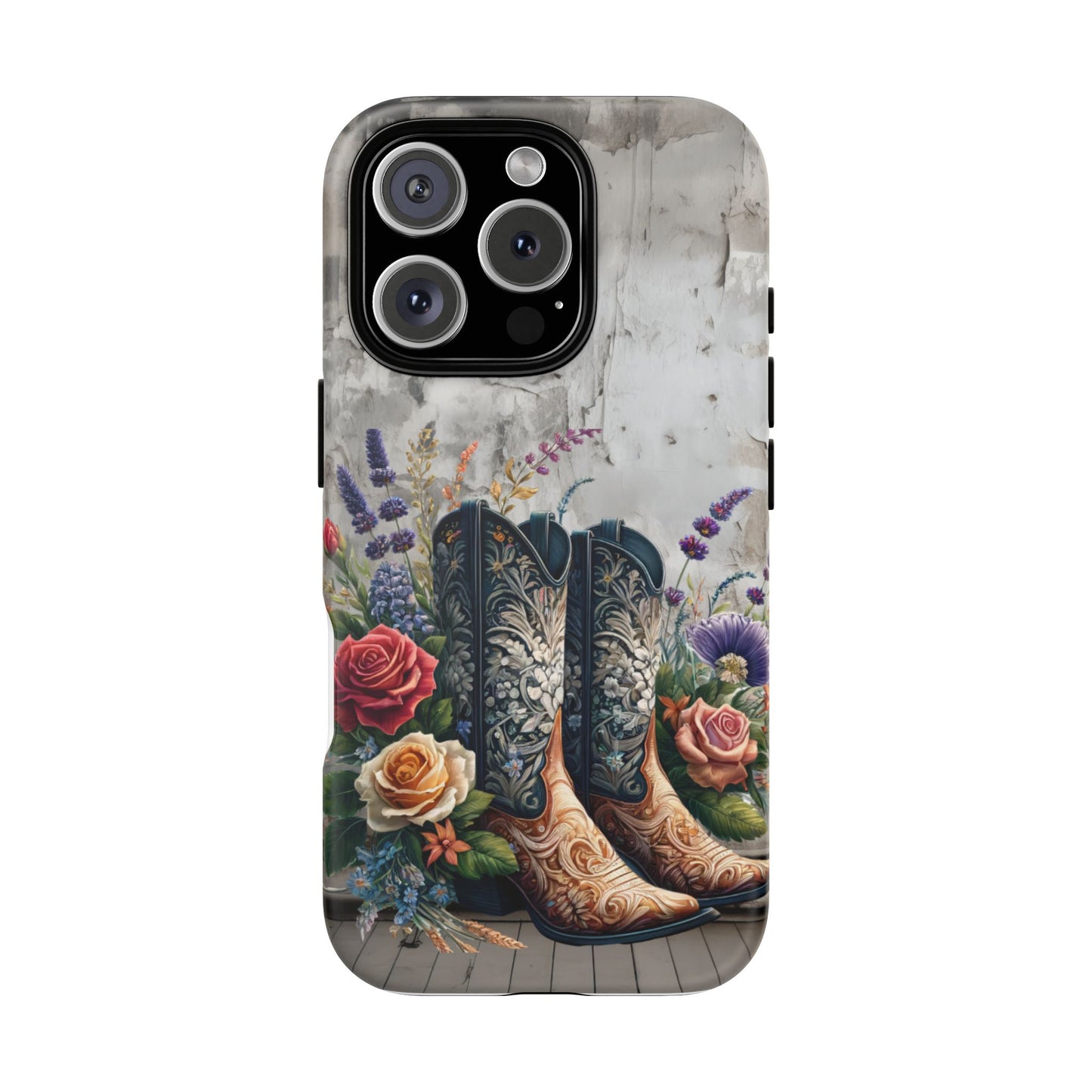 Elegant Floral Cowboy Boots Phone Case