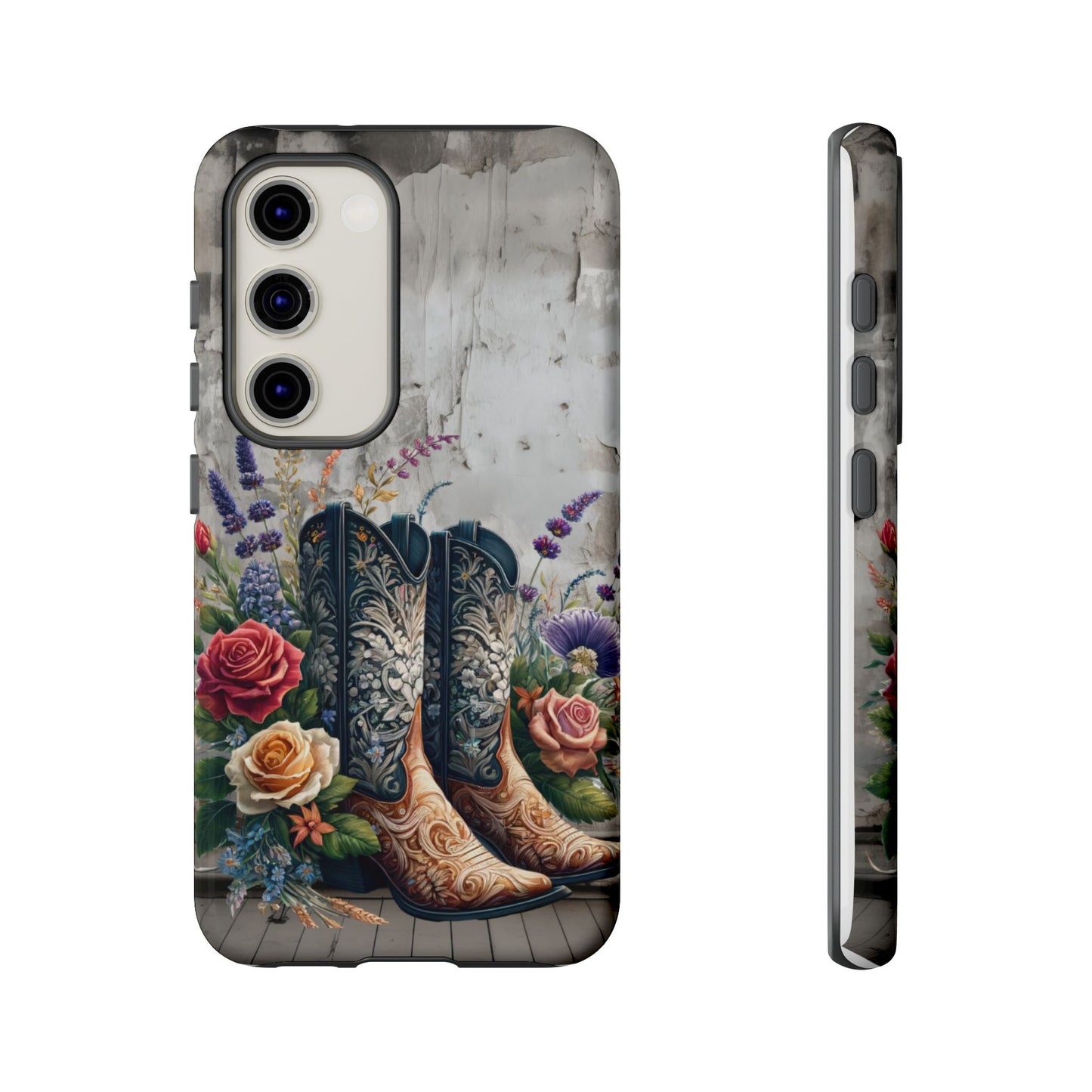 Elegant Floral Cowboy Boots Phone Case