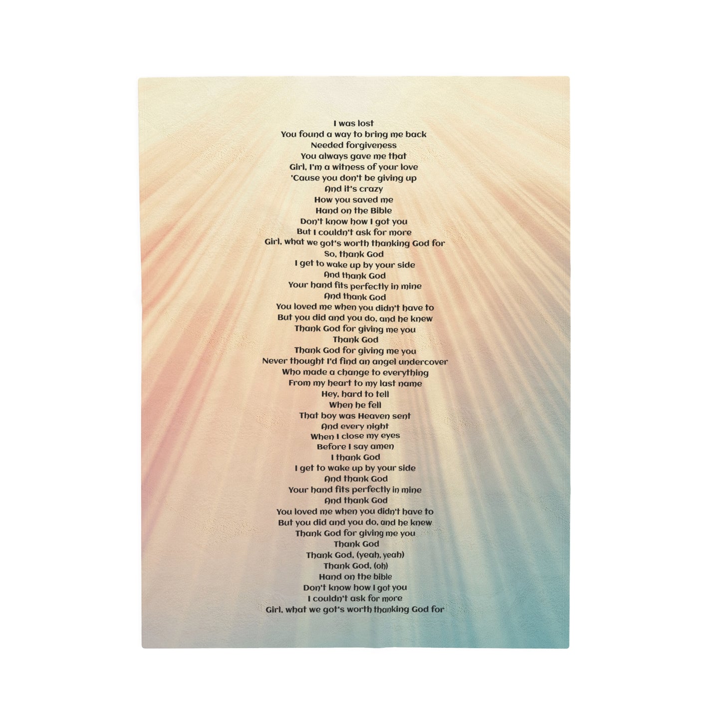 Thank God lyric Velveteen Plush Blanket, Fan Blanket, Throw Rug, Display Blanket, Country Music Blanket,