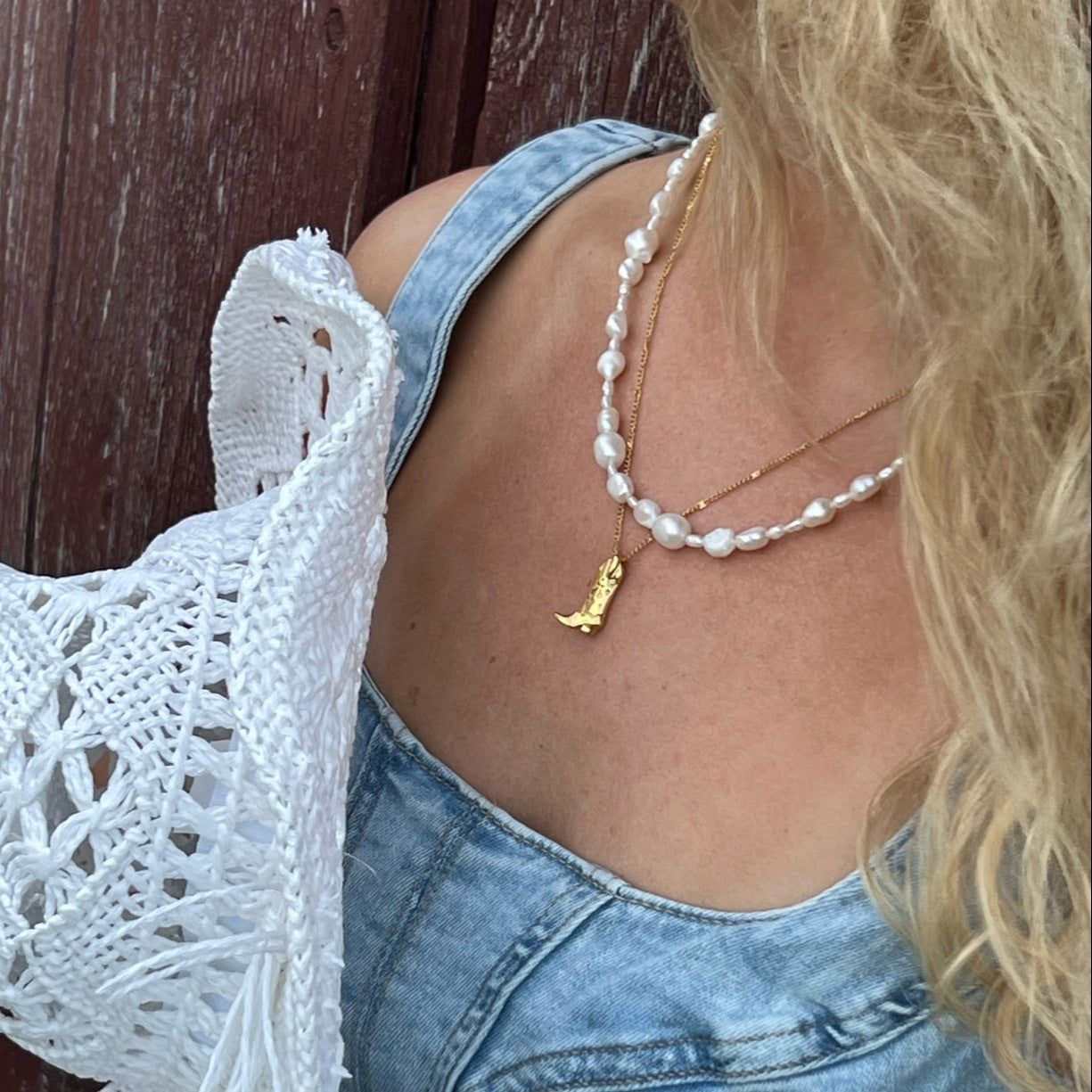 Cowboy Boot Pendant Necklace – Gold or Silver